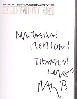 Ray's autograph for Natasha and Rodion